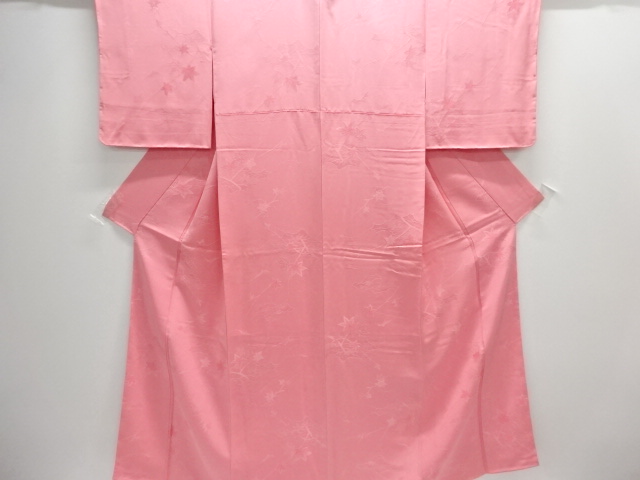 未使用品　雲に楓模様織り出し色無地着物